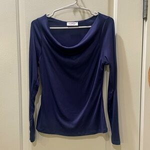 NEW…Kaileigh Elegant Navy Blue Long Sleeve Top